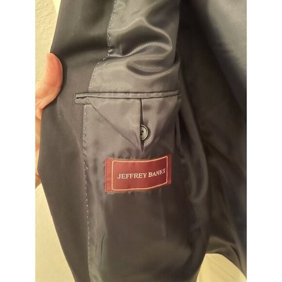 Jeffrey Banks Men's Black Pure Wool Blazer Jacket 3-Button Classic Fit Made In C - Picture 3 of 11